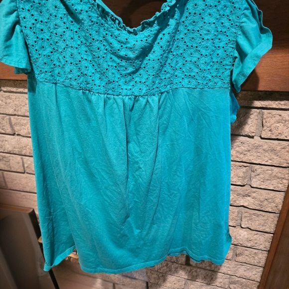 LOFT Turquoise Eyelet Top - Picture 2 of 4